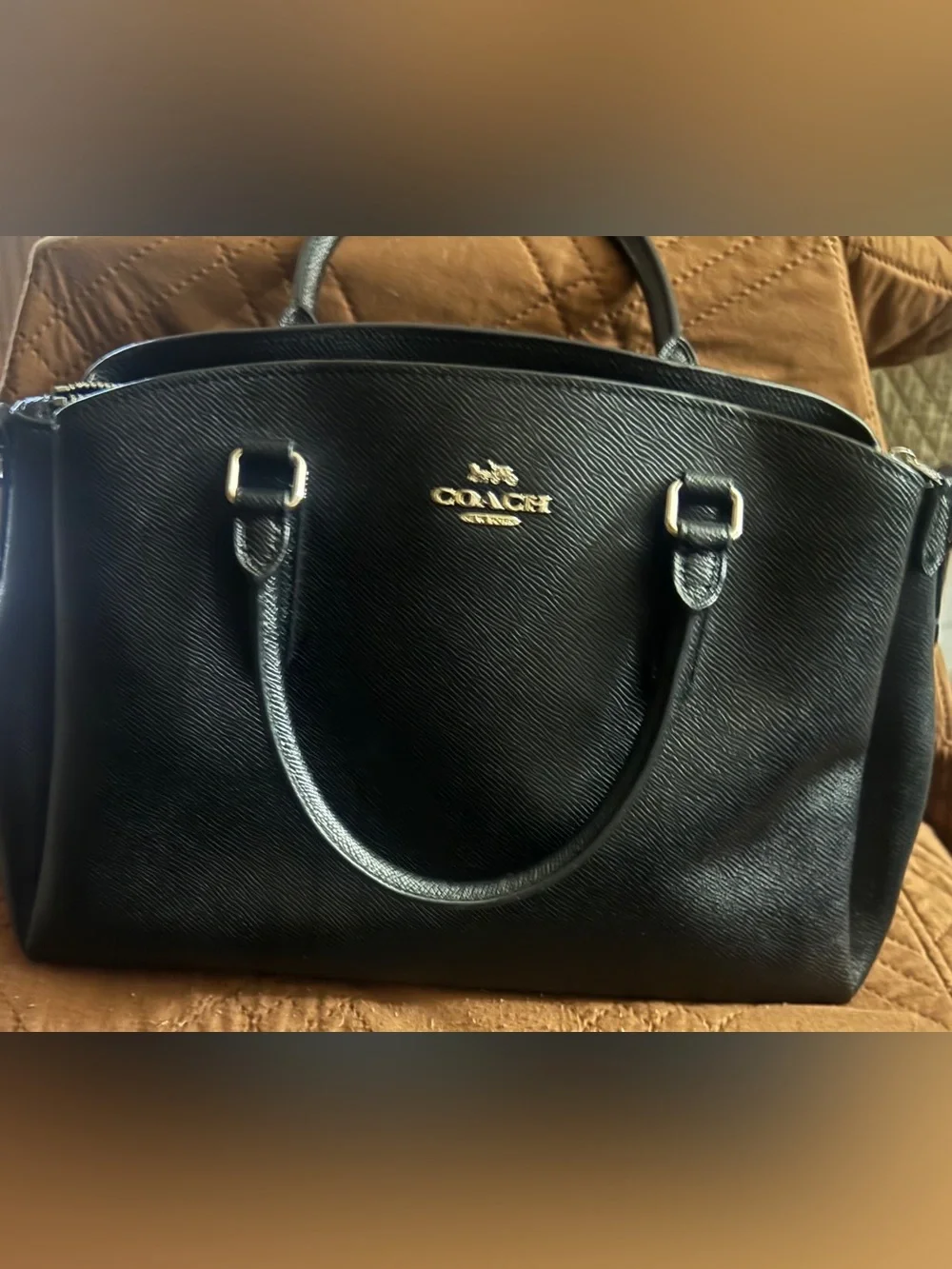 Coach Black Leather Satchel with Gold Hardware